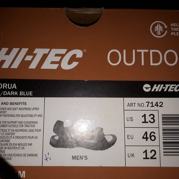 New Men's Hi-Tec ROTORUA #7142 sandals black/dark - Picture 2 of 7